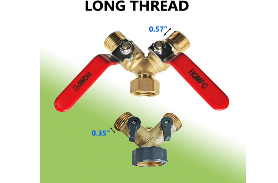 
HQMPC Garden Hose Y Valve Hose Splitter Brass Hose Splitter With Stainless Steel Long Handle Brass Y Valve Water Garden Hose Adapter 2 Way Y Valve