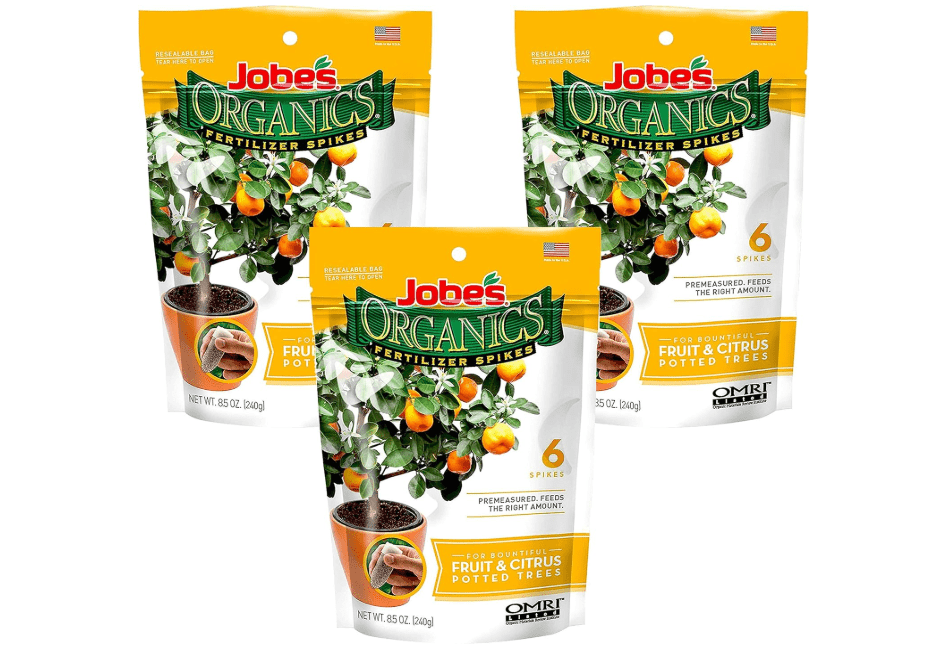 
Jobe’s Organics Fruit & Citrus Tree Fertilizer Spikes, 3-5-5 Time Release Fertilizer for all Container or Indoor Fruit Trees, 6 Spikes per Package