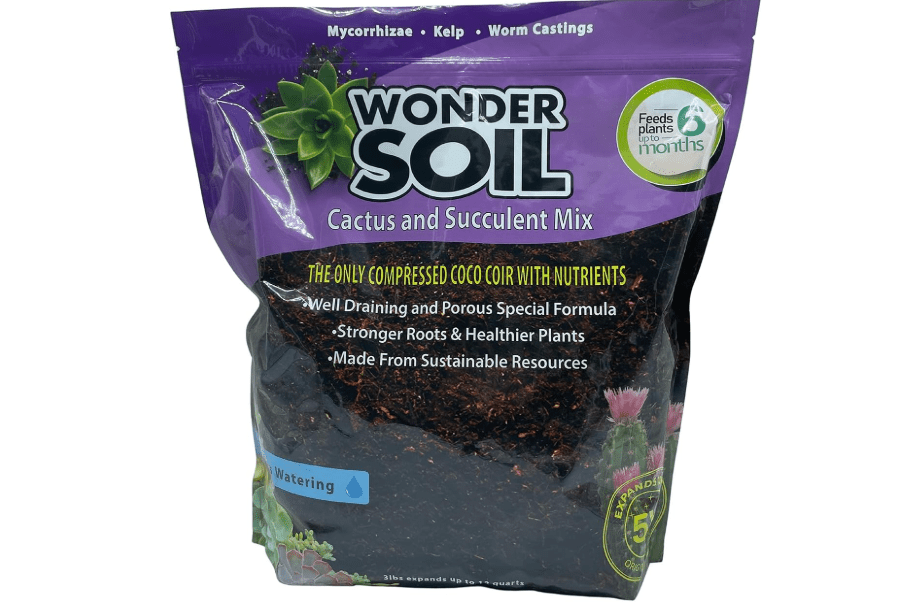 
WONDER SOIL | Organic Cactus & Succulent Soil (12 Quarts). Fast Draining Ready to Plant Coco Coir Loaded w/Nutrients | 3 LBS Expands to 12 Quarts