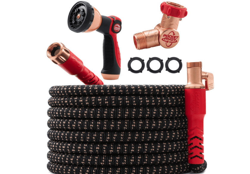 
Pocket Hose Copper Head w/New Pocket Pivot Expandable Garden Hose 100FT, AS-SEEN-ON-TV, Swivels 360°, Advanced Tri-Tex Tubing & Force Field Jacket