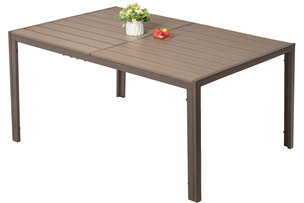 
Homall Outdoor Table 59" x 35" Dining Table Set for 6 Wood Texture Patio Table for Deck, Garden, Backyard