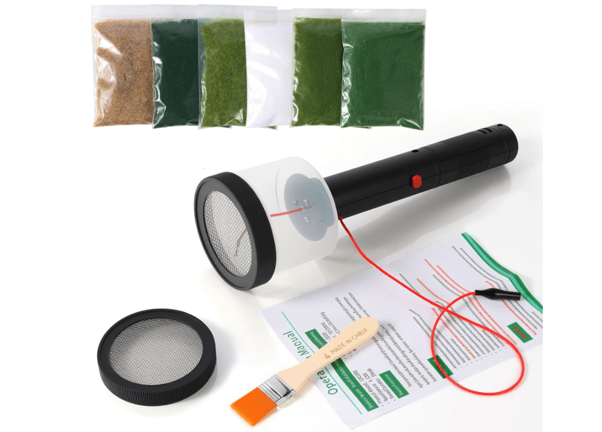 
Generic Mini Static Grass Applicator Flocking Kit 3-5mm, Dual Netcovers, Black, Plastic, Tabletop, Modern, Nature And Outdoors, 2024, 3.54 Inches, 10.58 Ounces