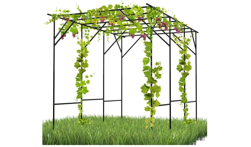  RUCOIN Grape Vine Trellis - Large Outdoor Garden Arch Trellis for Climbing Plants - Size: 118 * 78.7 * 90.5 inches, Plant Support Rack Trellises 