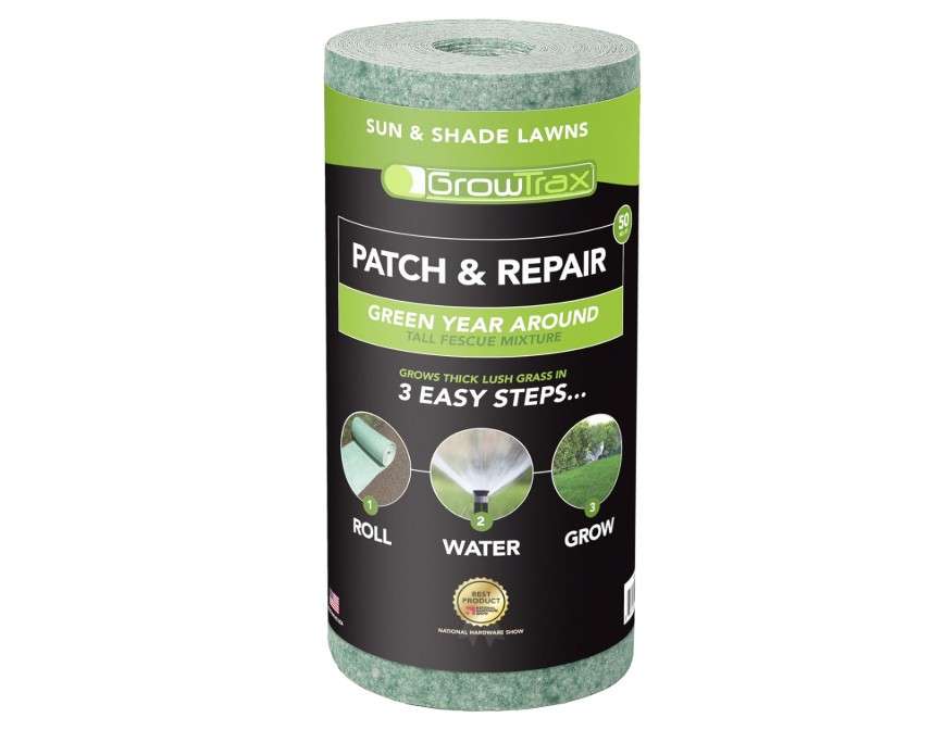 Growtrax Biodegradable Grass Seed Mat, Year Round Green - 50 Sq Ft Quick Fix Roll - Growing Solution for Lawns, Dog Patches and Shade - Just Roll Water