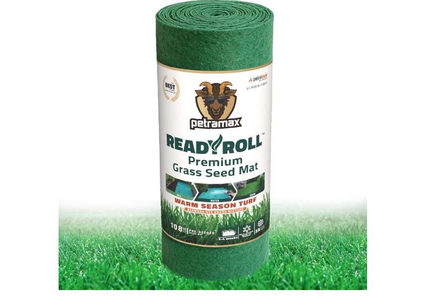 Petramax ReadyRoll Biodegradable Bermuda Grass Seed Mat for Southern Lawn 54 Sq ft. 3-in-1 Grass Seed Rolls w/Mulch & Fertilizer - Perennial Rye, Tal