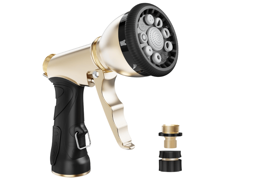 
RAINPOINT Garden Hose Nozzle, Hose Sprayer Nozzle with 9 Spray Patterns, High Pressure Water Hose Nozzle Heavy Duty Metal Hand Sprayer, Watering Plants and