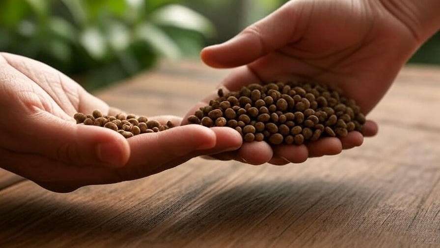  "Close-up of fresh money tree seeds in hand with green foliage background." 