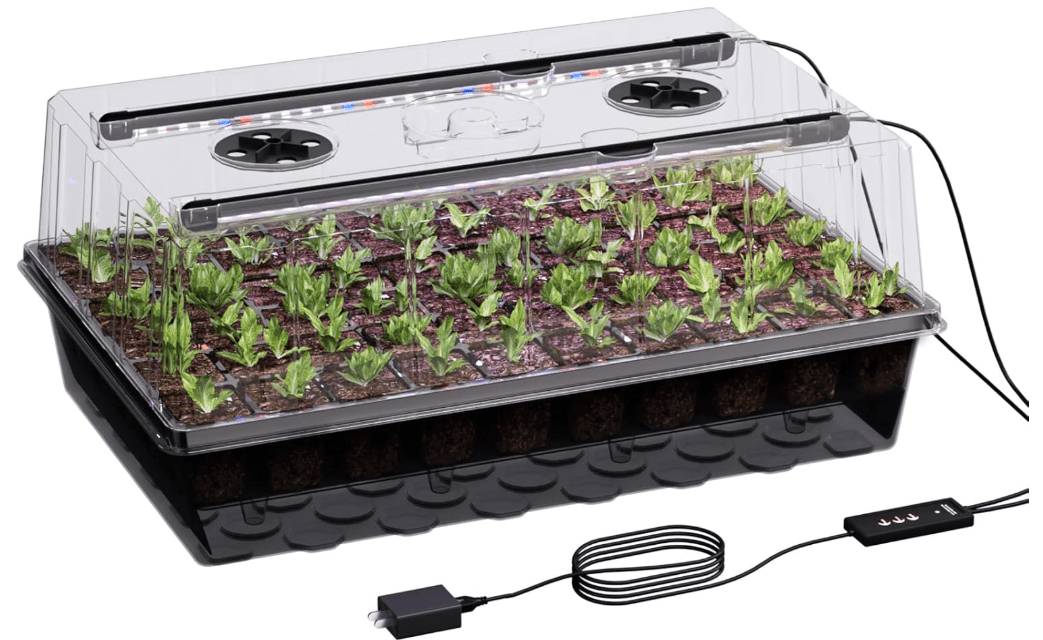
Patigrow 60-Cell Self-Watering Seed Starter Tray with Grow Light, Seed Starter Kit with 4.07” Humidity Dome, Indoor Seedling Starter Tray, Seed Starting...