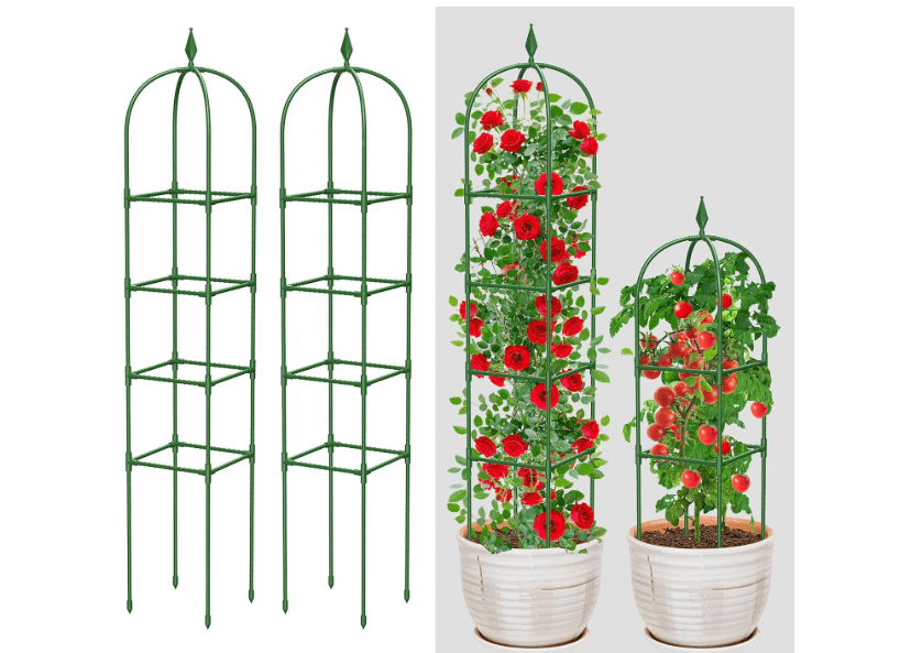 
MYMULIKE Garden Trellis for Climbing Plants Outdoor & Indoor - 2 Pack 6Ft Tall Rustproof Plant Support Cage for Vines, Flowers, Vegetables, Roses