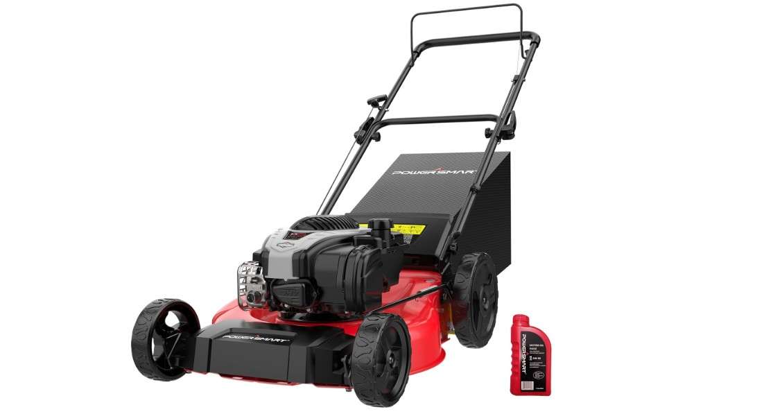  PowerSmart 21" Gas Lawn Mower, 140cc B&S E550 Engine, 3-in-1 with Bagging, High Wheels, Lightweight, Easy Assembly, Cordless Push Lawn Mowers 