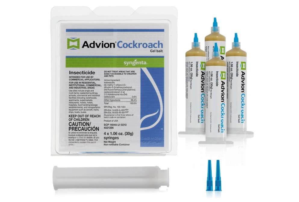 Advion Cockroach Gel Bait, 4 Tubes x 30-Grams, 1 Plunger and 2 Tips, German Roach Insect Pest Control, Indoor and Outdoor Use, Roach Killer Gel for American
