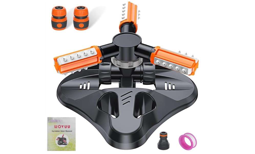  WOVUU Garden Sprinkler,Upgrade Lawn Sprinklers Automatic 360 Degree Rotating Irrigation Grass Water Sprayer System,Garden Hose Sprinkler for Yard/Built in