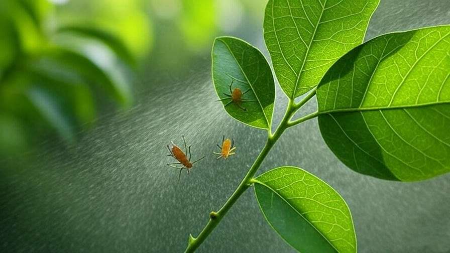  "Applying neem oil to a curry leaf tree leaf with aphids, contrasted with a healthy leaf in a garden."