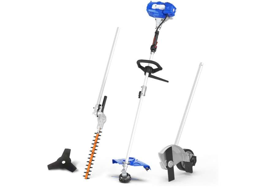 WILD BADGER POWER 26cc Weed Wacker Gas Powered, 4 in 1 String Trimmer, Wheeled Edger, Hedge Trimmer and Brush Cutter Blade, Multi Yard Care Tools, Rubber.