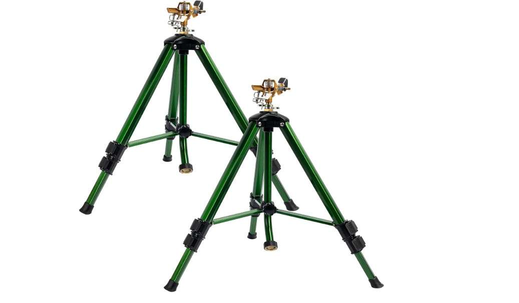  Hourleey Impact Sprinkler on Tripod Base, 2 Pack Heavy Duty Sprinklers for Lawn Yard Garden, 0-360 Degree Large Area Coverage, 3/4 Inch Connector Extension