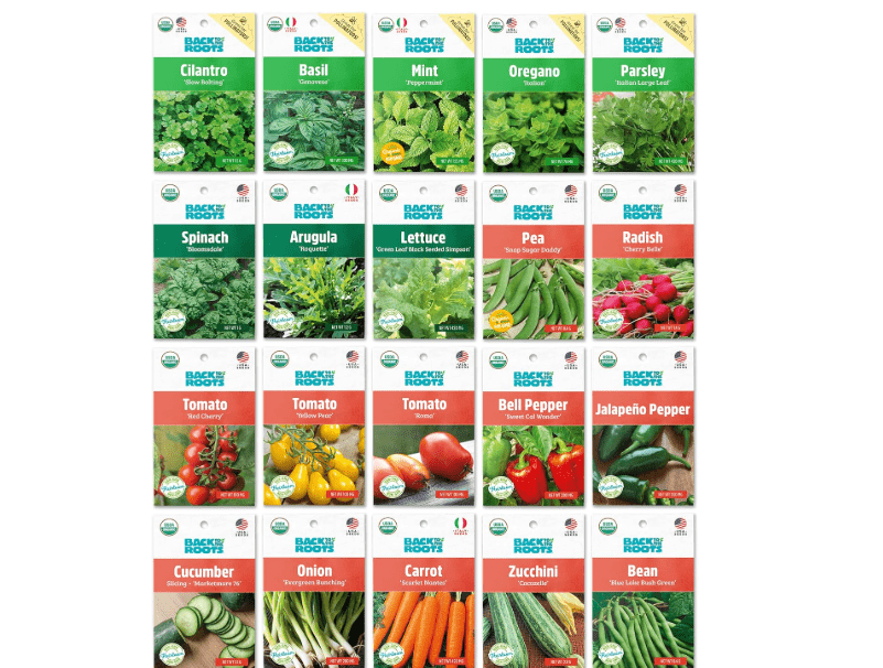 
Back to the Roots Organic Seed Bundle - Herbs and Vegetables Variety Pack for Planting - Assorted Non-GMO Seed Mix for Beginner Indoor and Outdoor Gardening
