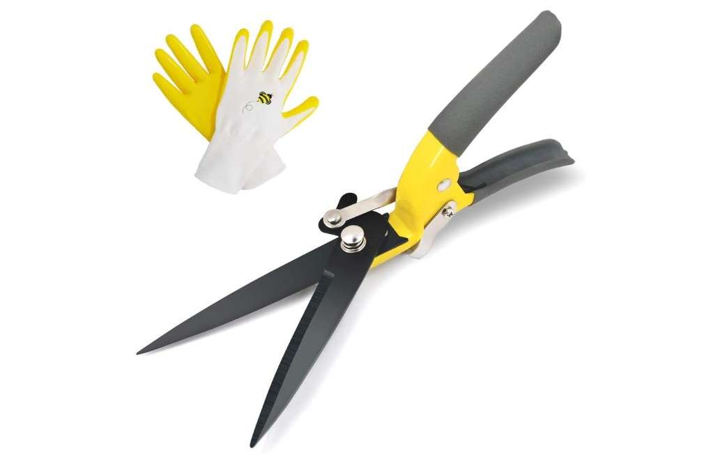  JARDINEER Sharp Grass Shears, Grass Clippers Handheld, Manual Grass Cutter Edging Shears for Lawn Garden