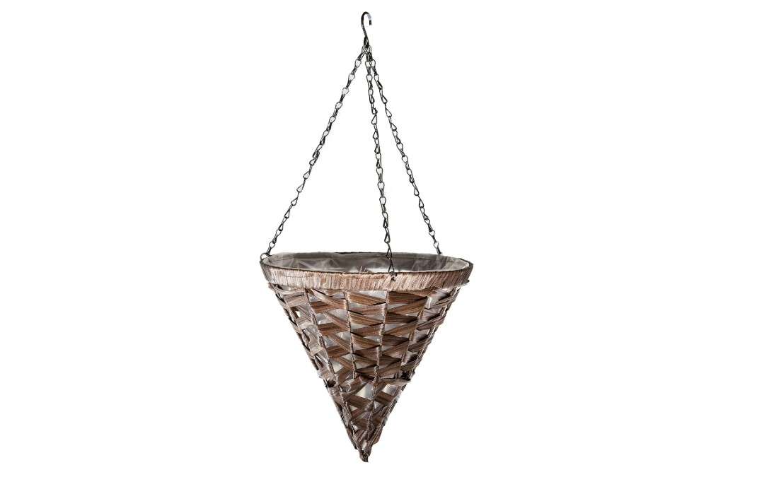  Gardener Select 14" Cone Hanging Basket, Coffee Wicker