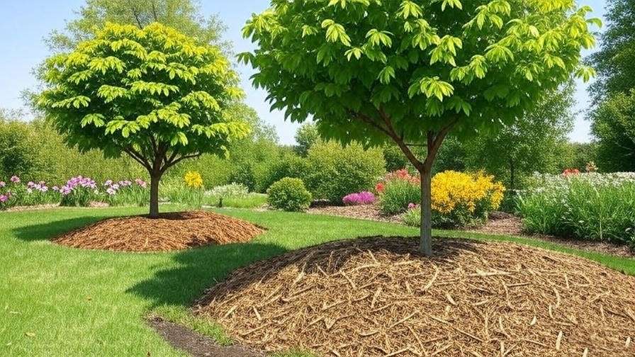  "Spring tree with mulch volcano vs correct mulching" 