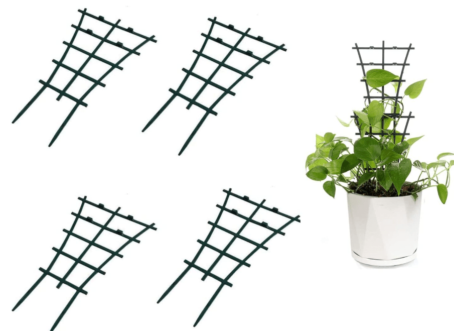  Feitore Mini Plant Trellis Garden Trellis for Climbing Plants Outdoor Plastic Superimposed Potted Plant Support Flower Supports (4 Pcs)
