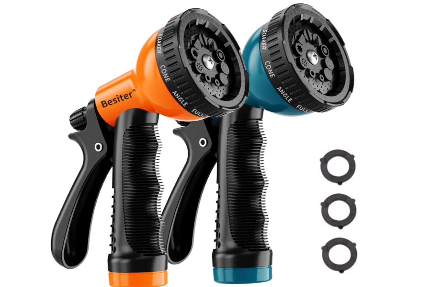 
Besiter Garden Hose Nozzle Sprayer: 2 Pack 10 Watering Patterns Spray Nozzles Heavy Duty Hose Head Hose Attachment