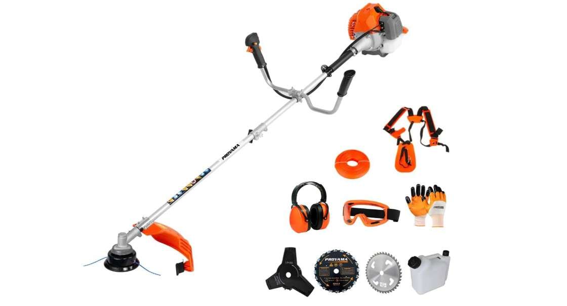  PROYAMA 42.7cc Gas Weed Wacker, 3 in 1 Weed Eater Gas Powered, Brush Cutter and Gas String Trimmer 2-Cycle Extreme Duty, 5 Year Warranty Gearbox, Grass.
