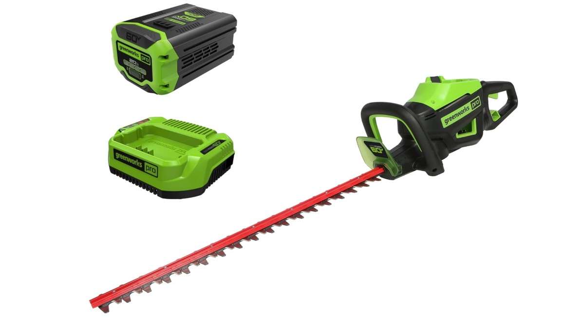  Greenworks 60V 26" Brushless Cordless Battery-Powered Hedge Trimmer, 2.0Ah Battery and Charger Included