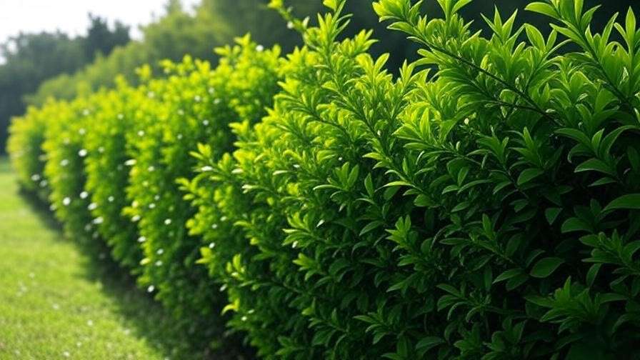 "Lemon thorn trees planted as a natural hedge in a lush garden landscape"