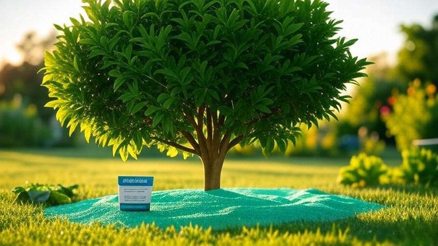 "Fertilizing krysisis tree with soil test kit and green foliage"