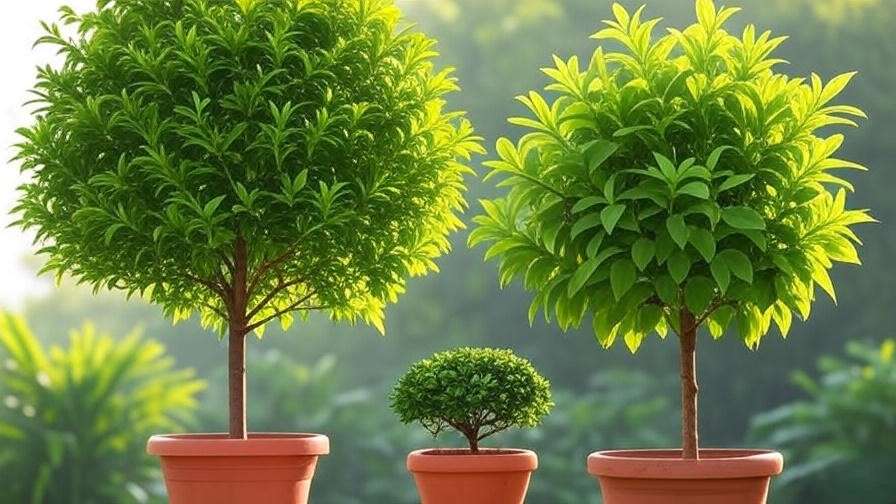 Comparison of curry leaves tree varieties including standard, dwarf Garnala, and Italian types for home gardening.