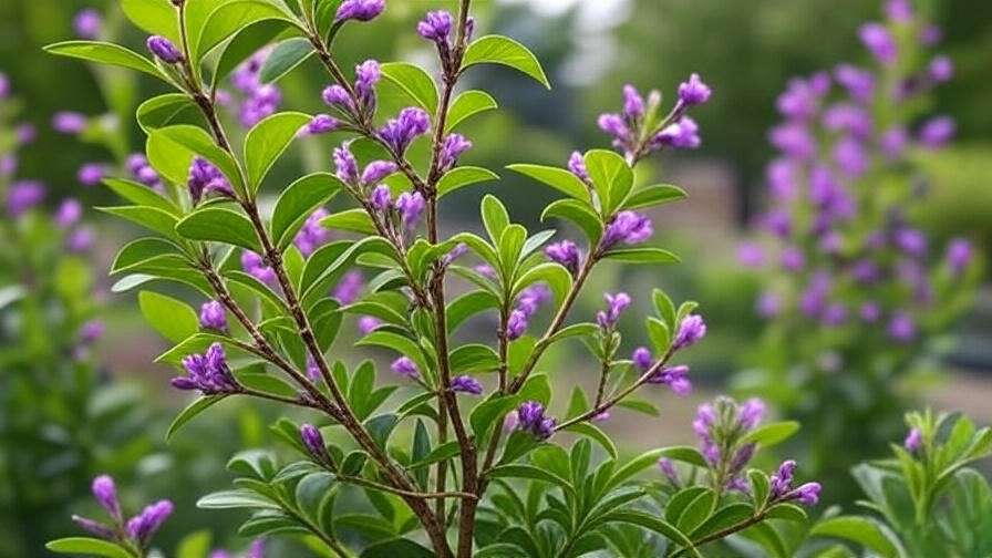 Close-up of pruned Vitex branches with vibrant blooms in a Texas garden".