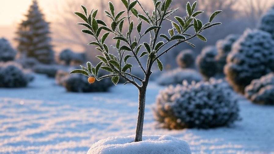 Hamlin orange tree protected with frost cloth in a winter garden".
