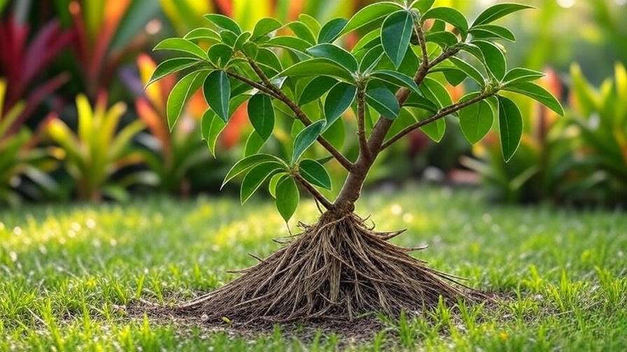 Treating pest-damaged cherimoya tree leaves with neem oil spray in a tropical garden".
