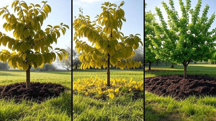 Visual examples of common cherry tree watering mistakes like overwatering, inconsistent watering, and healthy growth".