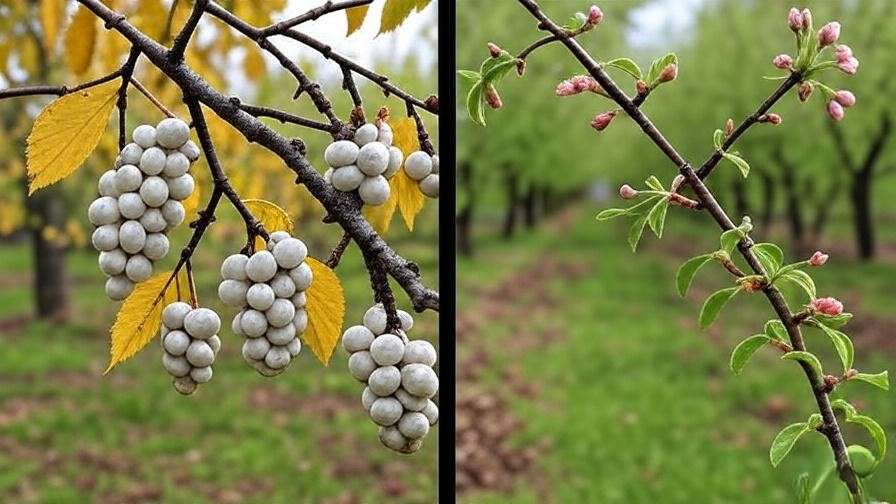 Before-and-after cherry tree recovery from grape scale infestation".