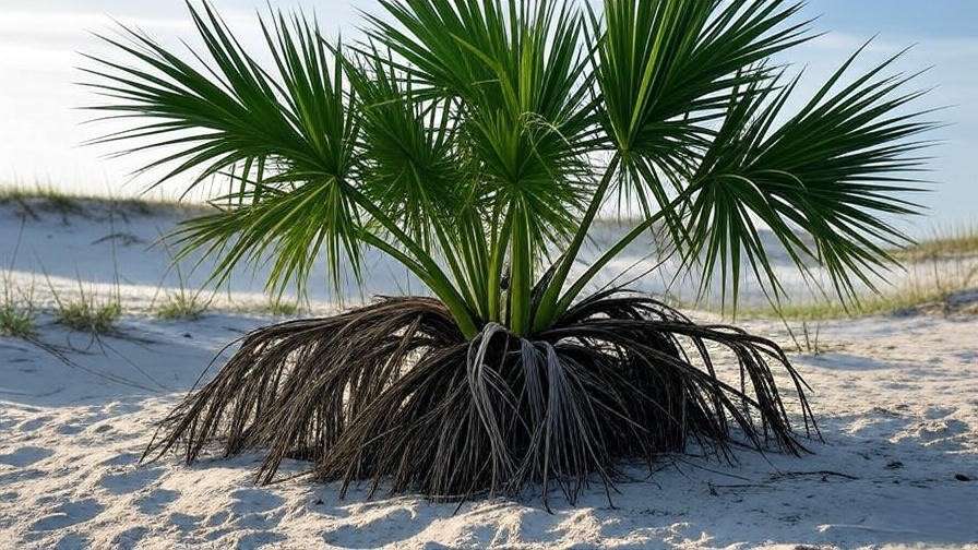 "Root barrier installation for palmetto tree to prevent invasive root damage in sandy coastal soil."