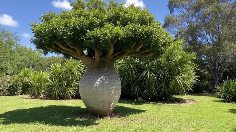 Mature Queensland bottle tree showing growth in a sunny garden.