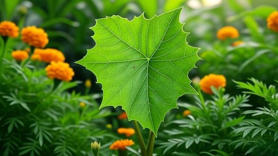 Close-up of parota tree leaf with pest damage and natural control elements".