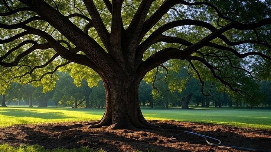 Aged southern live oak with aerated soil and deep watering in a serene park