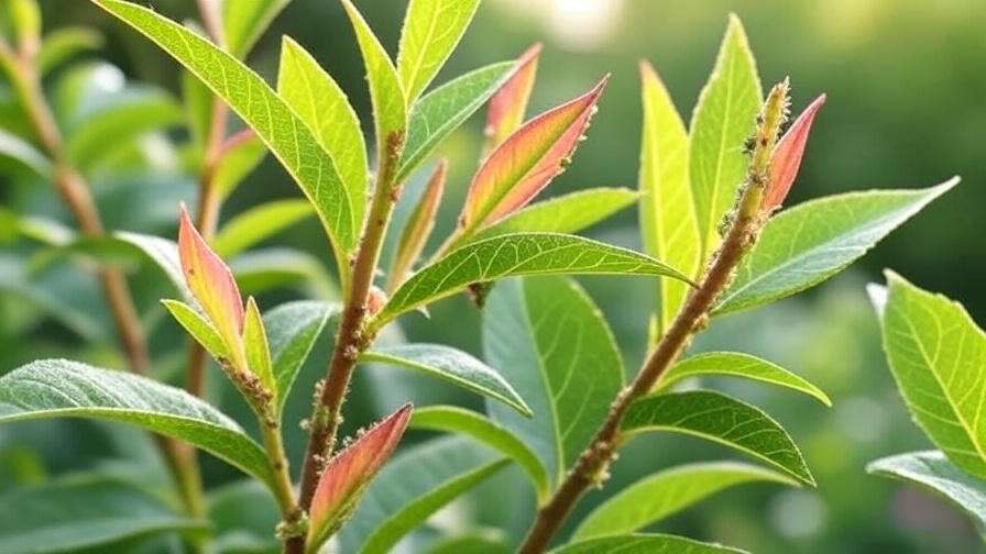 Identifying aphids on Hakuro Nishiki willow leaves for effective pest control.