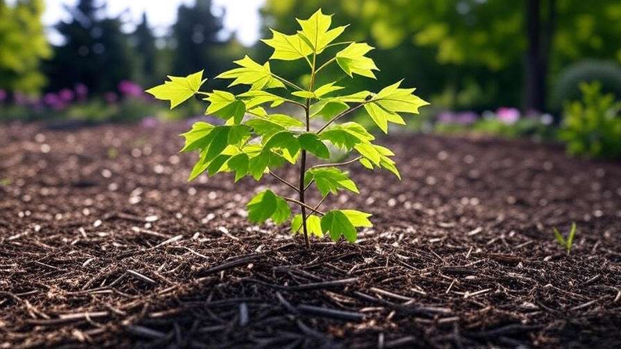 Inspecting a maple tree sapling for pests in a natural garden".