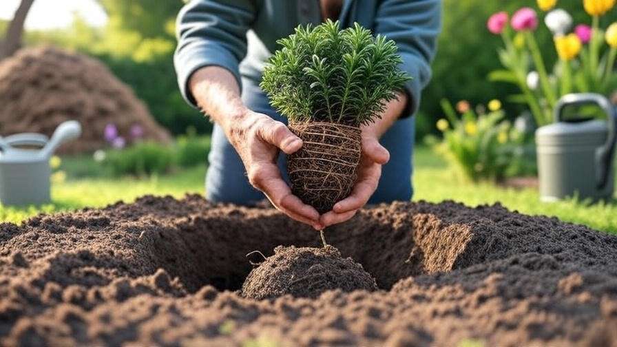 Step-by-step guide to planting a young Fir Tree Noble in garden soil with proper depth and mulching