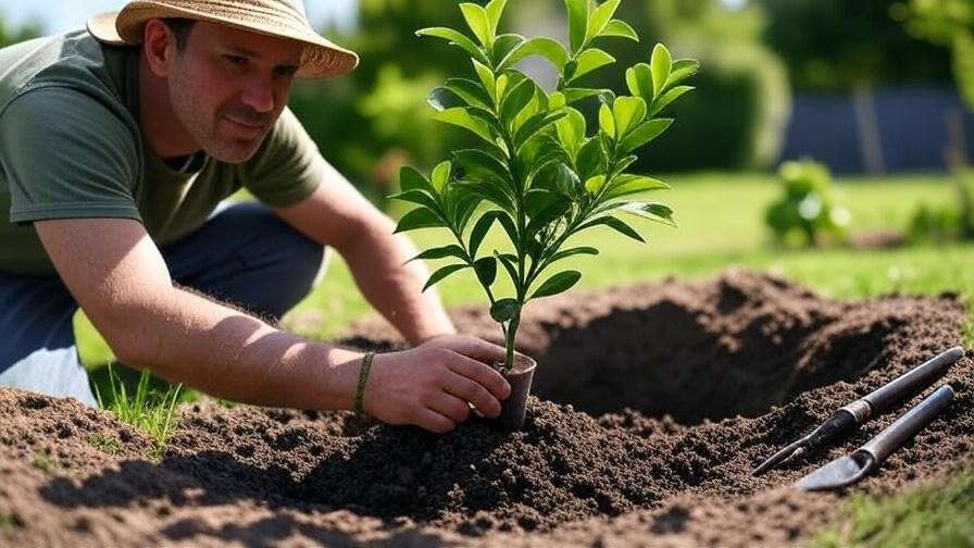 Step-by-step guide to planting a lemon thorn tree with mulch in a sunny garden"