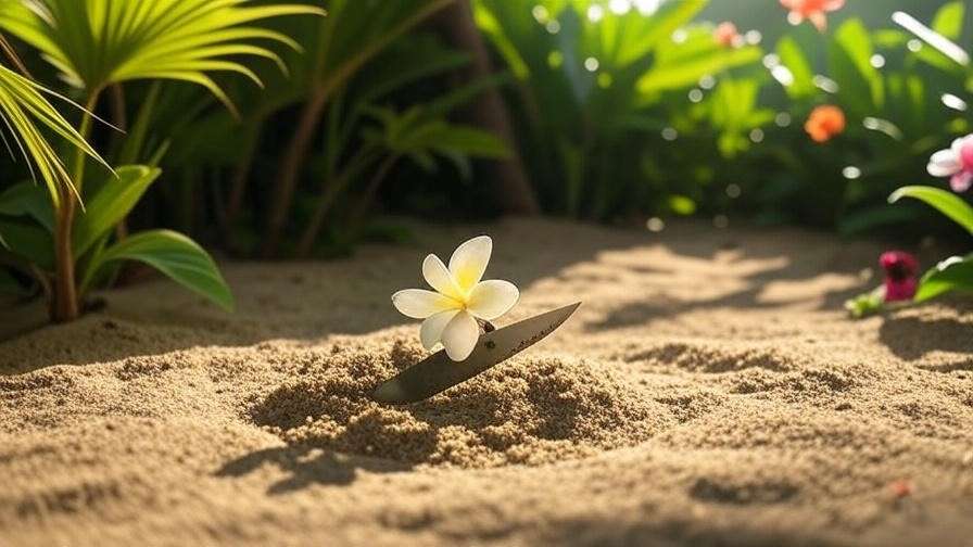 Propagating a frangipani cutting with rooting hormone in sandy soil