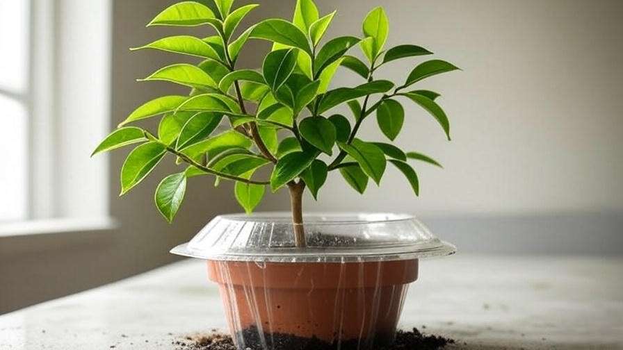 Ficus tree with new growth after successful propagation."