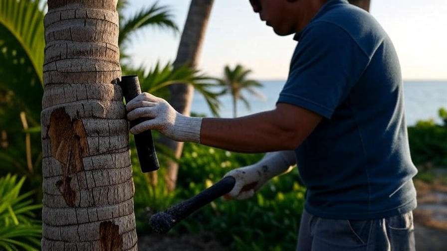 Palm tree pest control in a Miami coastal landscape."