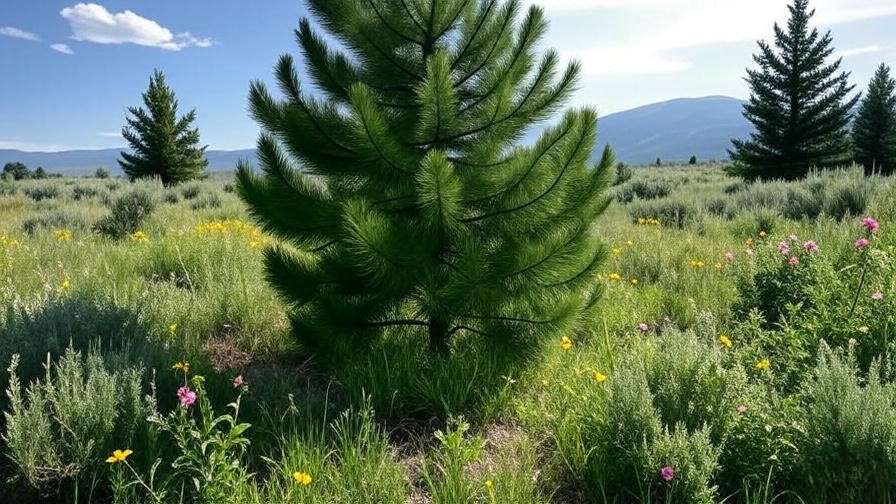"Pruned Ponderosa Pine in Montana backyard with native plants"