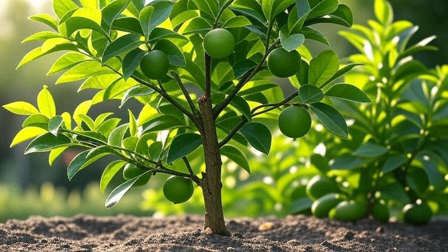 Bearss lime tree pruning with shears showing open canopy in sunny garden."
