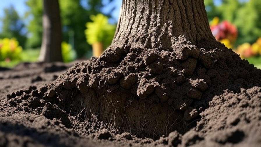 Tree aeration with garden fork showing improved soil structure in a sunny garden."