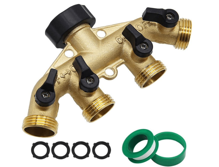 
Twinkle Star 4 Way Heavy Duty Brass Garden Hose Splitter, Hose Connector 3/4", Hose Spigot Adapter with 4 Valves